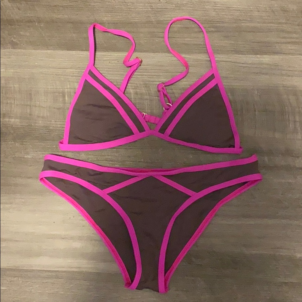 Hot pink and brown L Space bikini